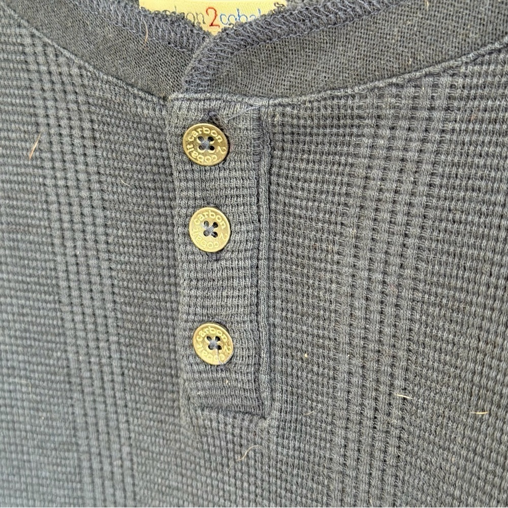 Men's Navy Long Sleeve Henley Shirt - Picture 4 of 4